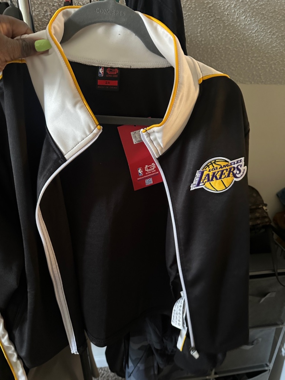 Los Angeles Lakers Black & White Track Jacket with Yellow Trim